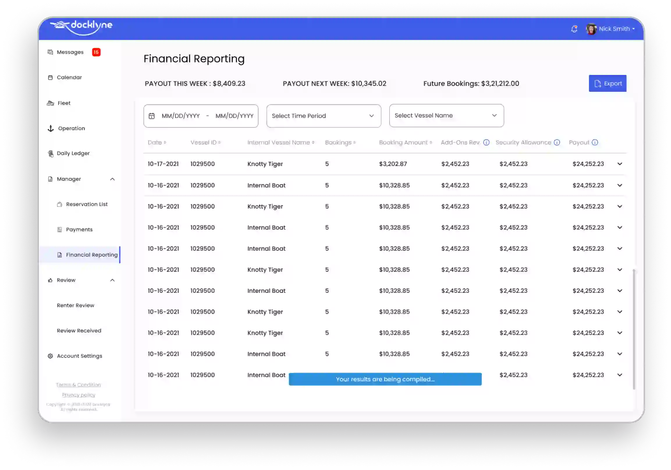 Docklyne Payment Reporting